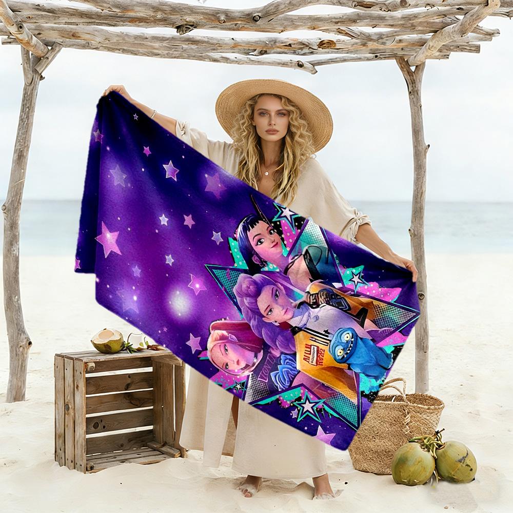 Kpop Demon Hunter Beach Towel Quick-Dry Soft Microfiber Comfortable Lightweight Suitable for Swimming, Gym, Camping, Yoga Vacation