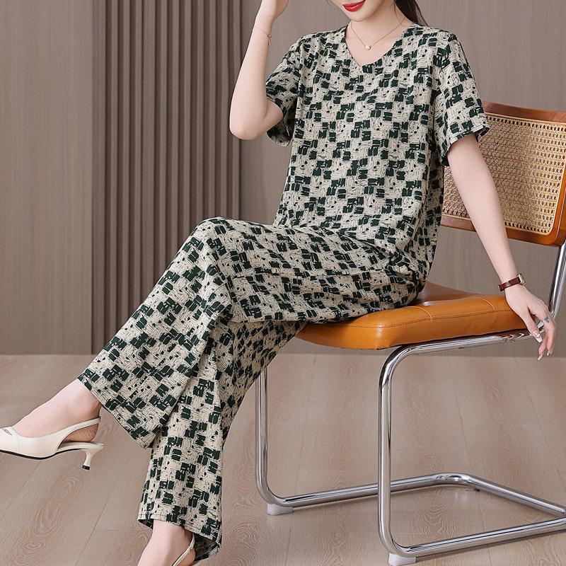 Letni Damski Zestaw Dwuczęściowy Plus Size Eleganckie Komplety Spodniowe Casualowa Odzież Damska