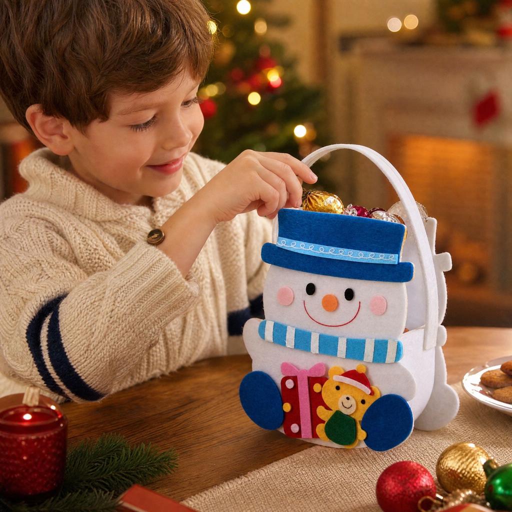 Christmas Eve Bags for Kids Snowman Design Candy Gift Bags for Holiday Party Favors and Small Gifts