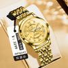 Binbang Men's Waterproof Quartz Watch with Luminous Dial, Rhinestone Accents, Dual Calendar, and Steel Strap.