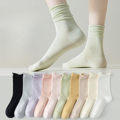 Damen Sommer Dünn Netz Atmungsaktiv Antibakteriell Deodorierend Einfarbig Knochenlos Schlauch Stapelsocken