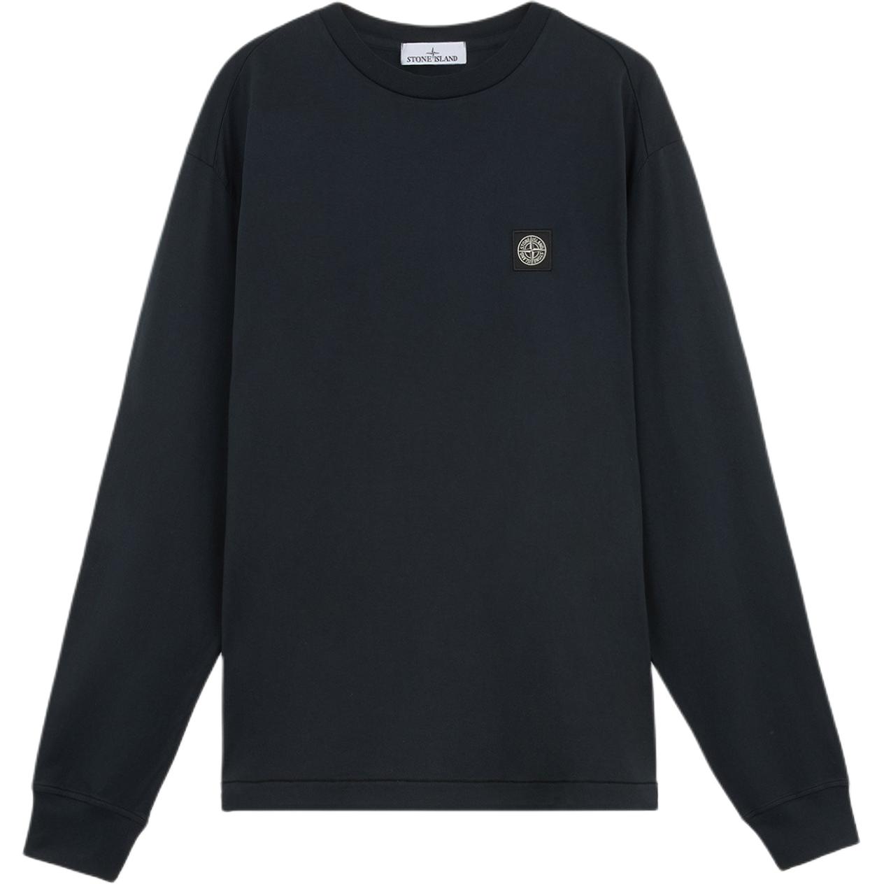 

STONE ISLAND Однотонная футболка с логотипом, круглым вырезом и длинным рукавом, мужские топы, темно-синий K1S1521002-27S0013-V0020 M