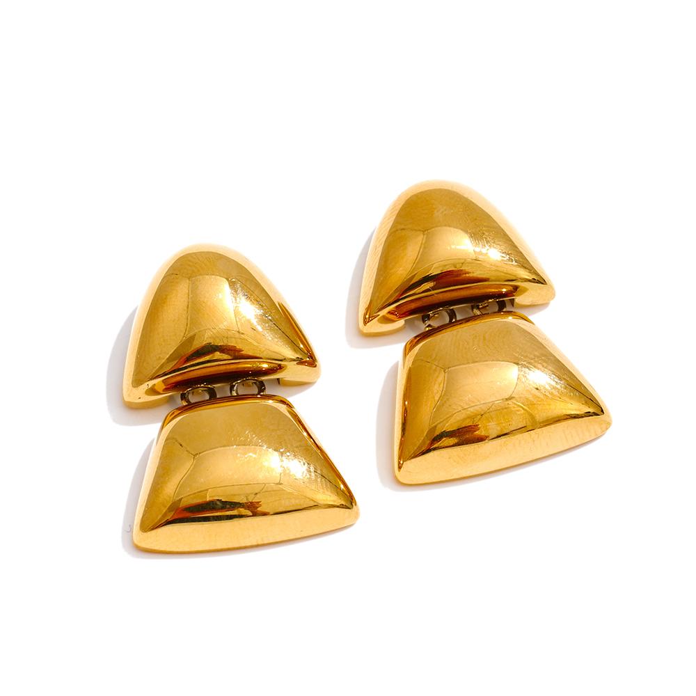 Eetit Smooth Stainless Steel Metal Triangle Drop Earrings 18K Golden Plated High Quality Cast Texture Jewelry Waterproof