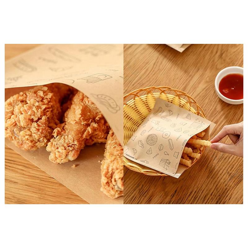 A03F-100Pcs Greaseproof Baking Paper Bag Disposable Packaging Dessert Sandwich Burger Package Kitchen Accessories