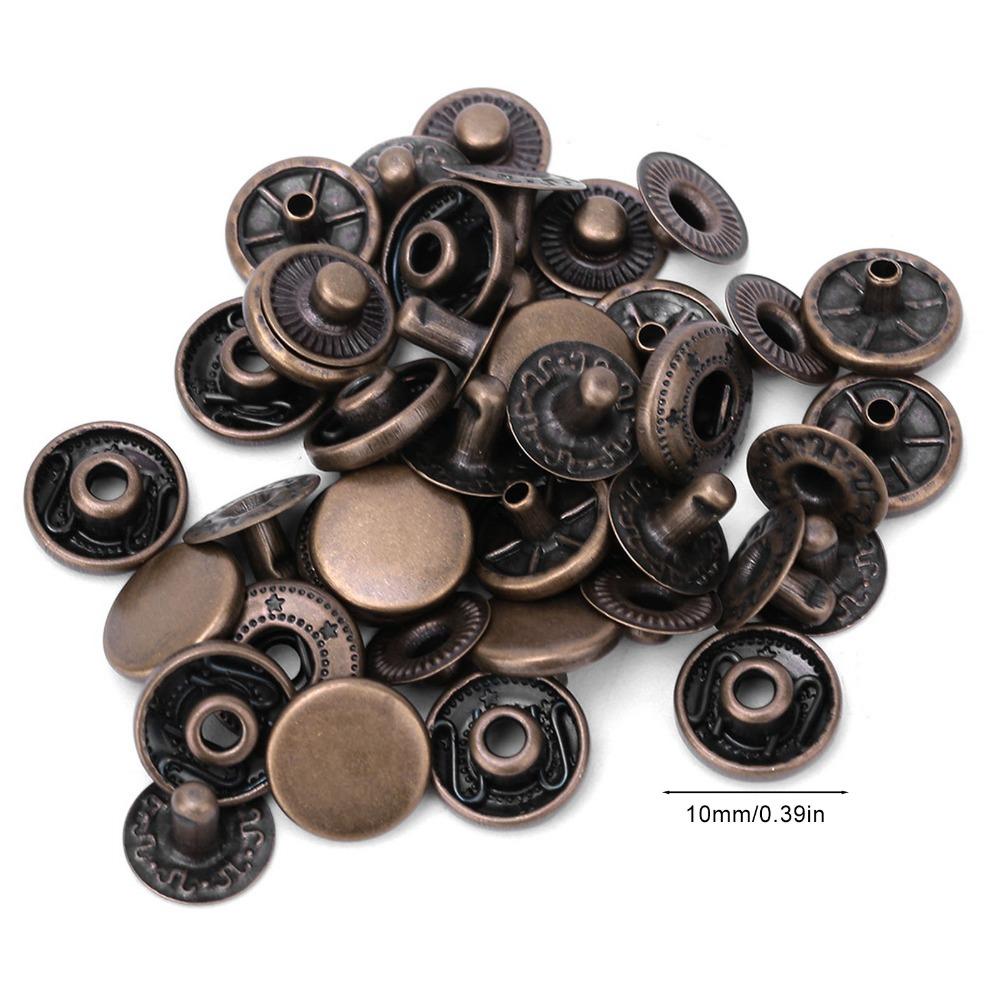 50set Durable Brass Snap Fasteners Round Shape 10mm Diameter Press Studs Metal Button Snaps Diy Sewing