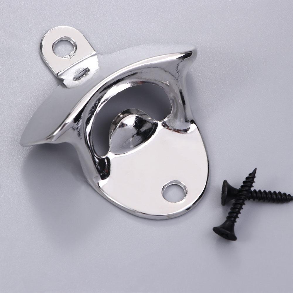 Screws Stainless Steel Bottle Opener Wall Mounted Opener Bar Beer Soda Cap Tools Fixed Wine Opener