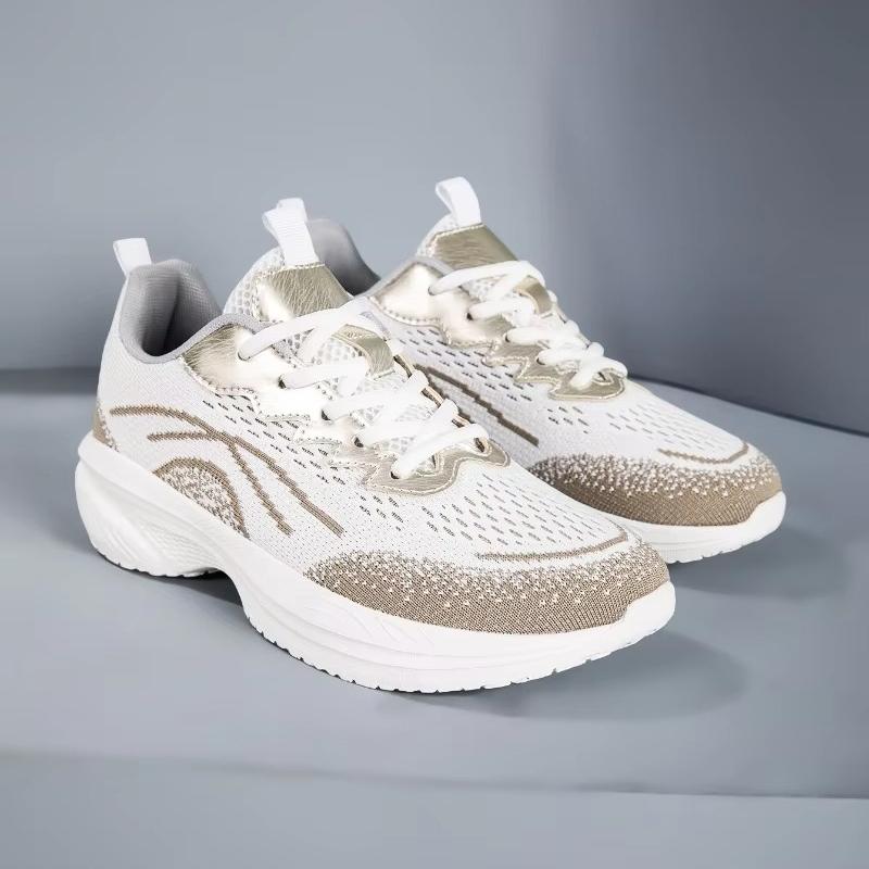 Breathable Mesh Women Running Shoes Men's Lightweight Knitted Sneakers Lace-up Thick Sole Casual Trainers for Jogging Fitness