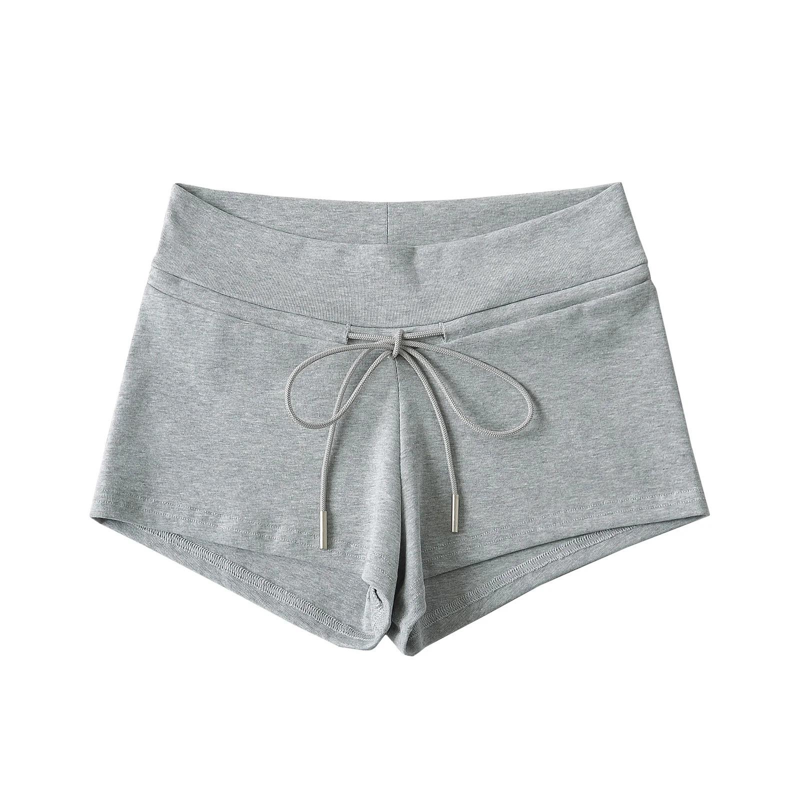 

Женские облегающие летние спортивные шорты со шнуровкой и заниженной талией 2024 года Large светло-серый