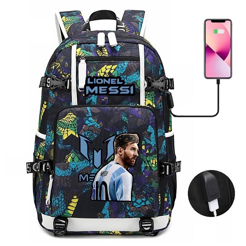 Glow-in-the-Dark Soccer Backpack Teens Large Capacity Laptop Bag With Padded Straps Oxford Fabric Trendy Patchwork Design
