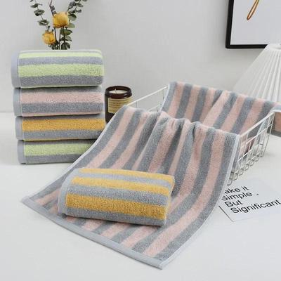 Jieliya Soft Pure Cotton Large Color Strip Face Wash Towel, Absorbent & Non-Linting