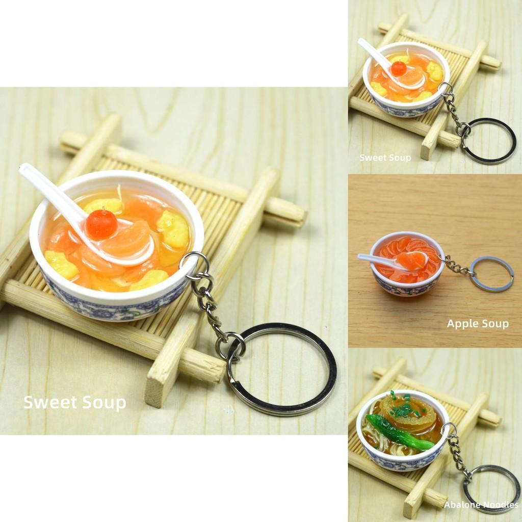 Niedliche Mini-Schüssel-Schlüsselanhänger in Form von künstlichem Essen