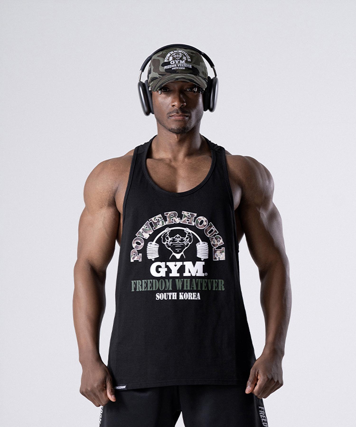 Freedom Powerhouse Camo Logo T-Back Sleeveless (Black) Black/L