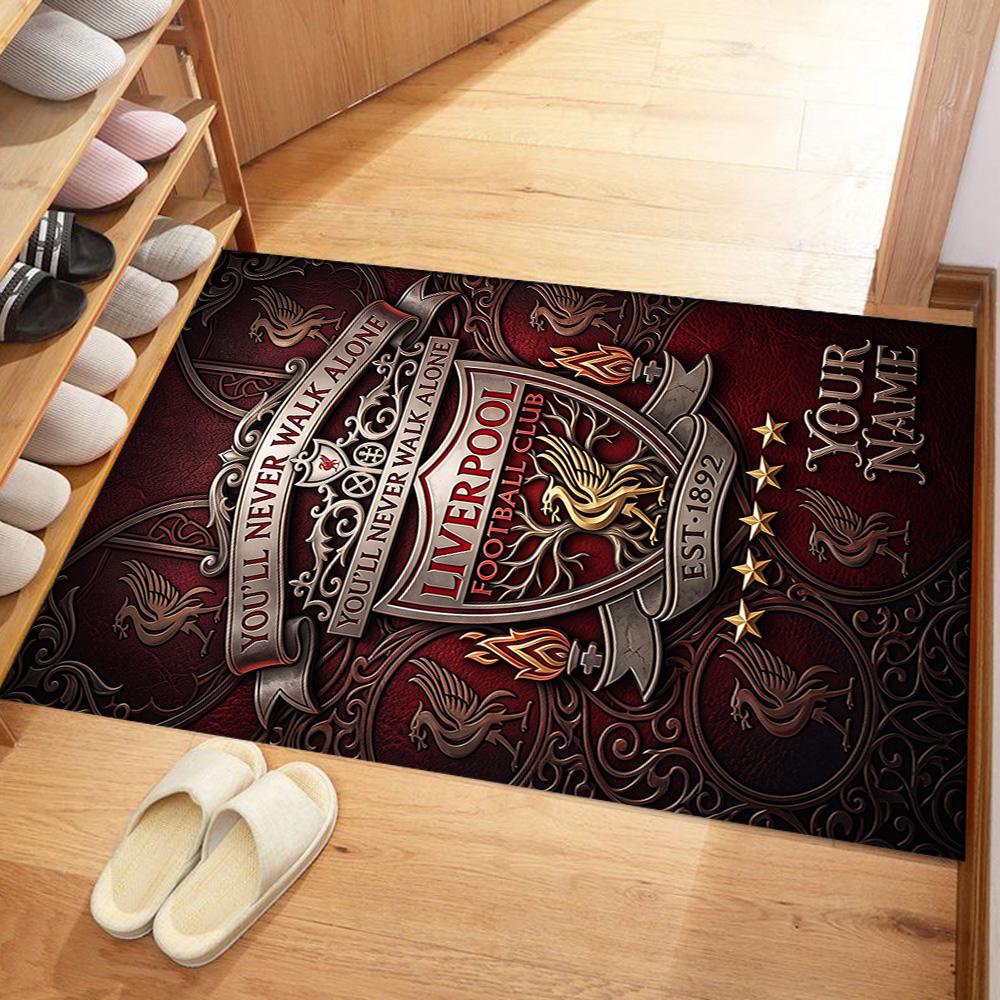 Liverpool Fc Personalized Name Floor Mat Perfect For Dining Room Decorate Room Game Room Playrooms Antislip Carpet Office Home Decor