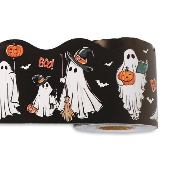 59 Ft Halloween Bulletin Board Border Self Adhesive Ghost Boo Pumpkin Scalloped Die Cut Border Trim Roll for Office
