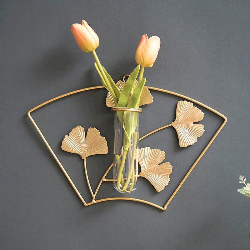 Artistic Background Crafts Iron Wall Dry Flowers Ornaments Wall Hanging Vases Home Decorations