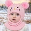 Double Pompom Knit Balaclava Hat Windproof Full Face Neck Cover Ear Protection Caps  Autumn Winter