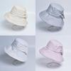 Color Solid Butterfly Tie Beach Cap Wide Brim Outdoor Breathable Activities