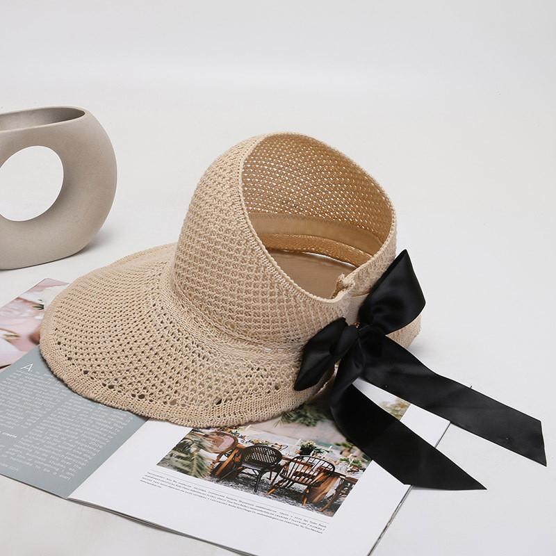 New Style Butterfly Bow Wide Brim Sun Hat For Women Cute Outdoor Mesh Sunshade Hat