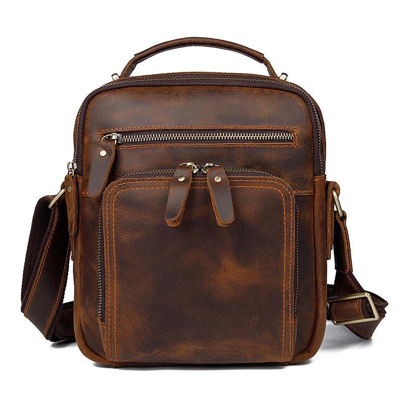 Borsa a tracolla Crazy Horse in vera pelle Jiameida