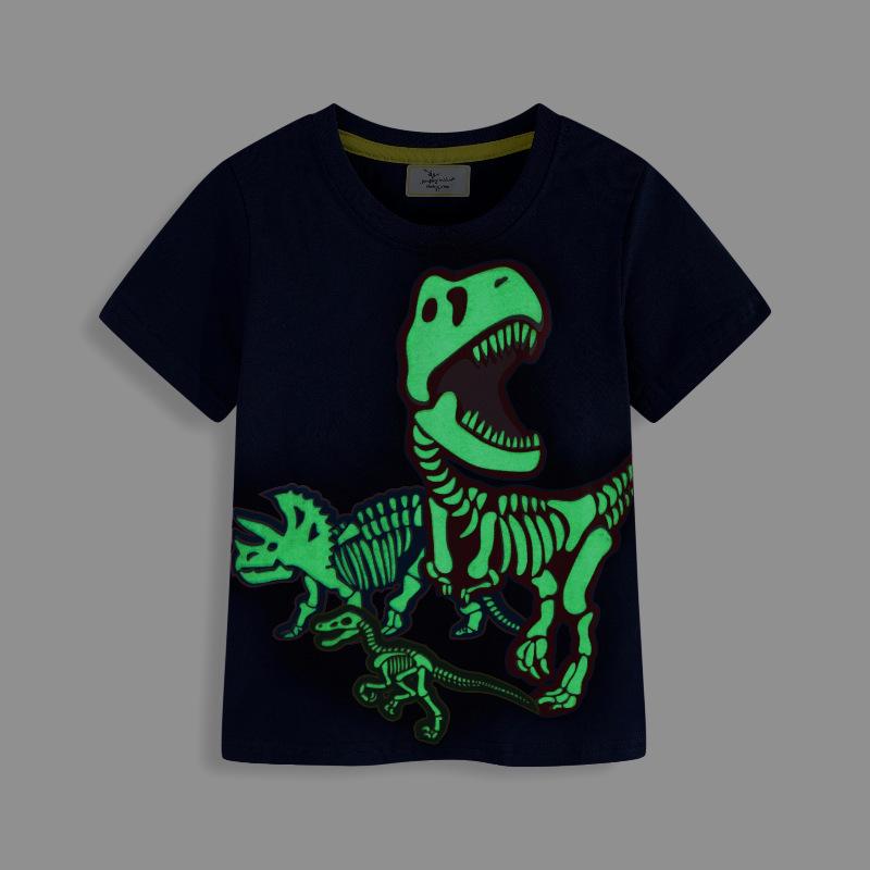 Boys' Summer 2026 Luminous Dinosaur T-Shirt Short Sleeve