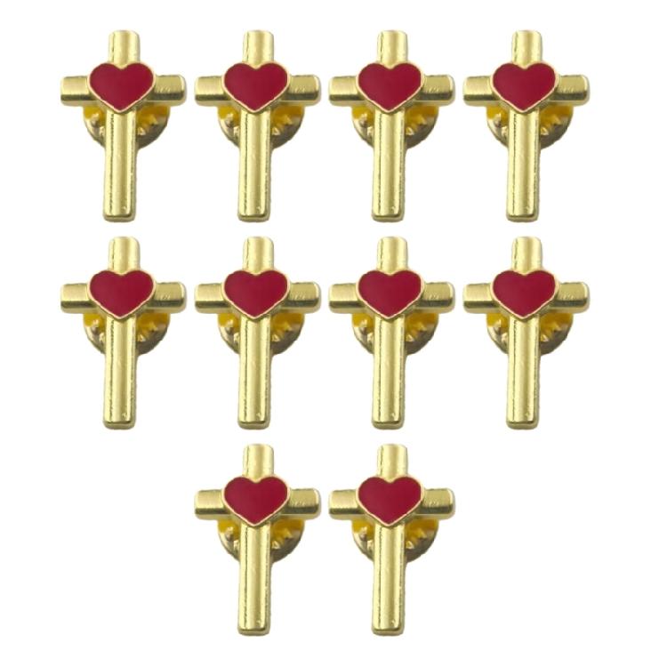 Pack of 10 Enamel Crosses Heart Pin Brooch Unisex Lapel Accessory Clothing Accessories for Celebration Event
