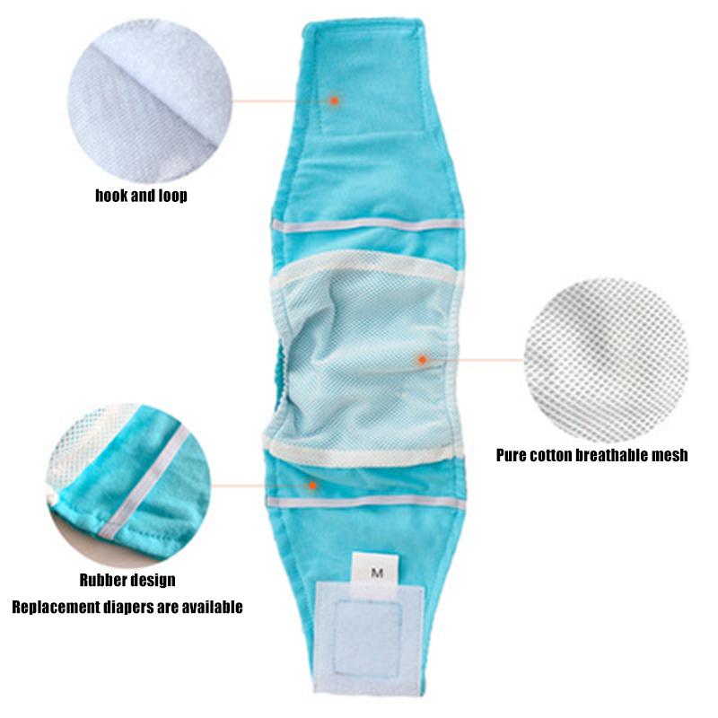 Reusable Washable Dog Diapers Breathable Cotton Puppy Belly Bands Hook & Loop Adjustable Sanitary Pantie for Pet WWO66