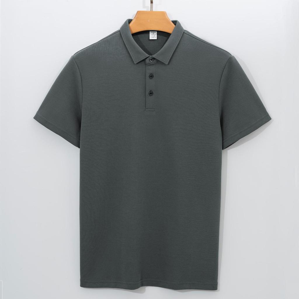 230g Double-sided Cotton Air Layer Shirt Collar Polo Shirt Men Short-sleeved T-shirt Solid Color Business Men's Polo Shirt