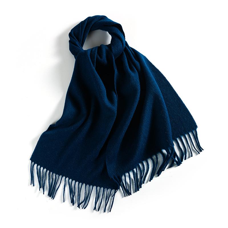 Winter Solid Color Wool Scarf for Women New Versatile Tassel Fashion Warm Neck Scarf Comfortable Real Wool Scarf