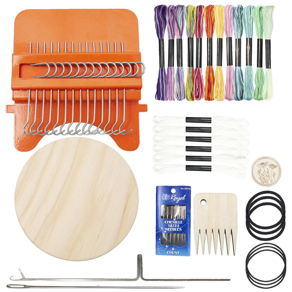 Darning Mini Loom Machine Small Weaving Machine Set with 14 Hooks Mini Weave Tool for DIY Artful Patterns Repair Clothes Quickly
