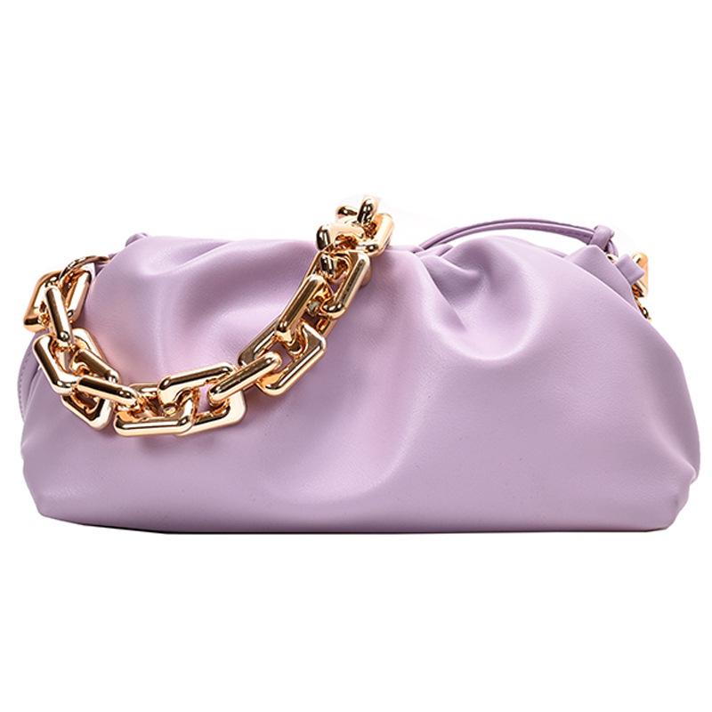 New Women's Soft Leather Thick Chain Cloud Shoulder Bag