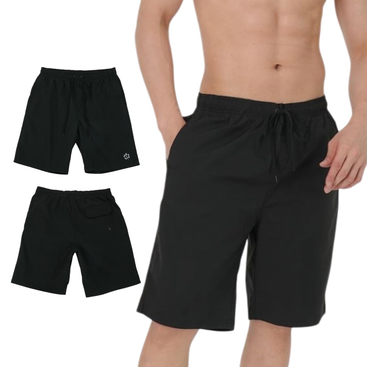 

Surf With Inner With Half Swim Swim Outdoor Sports [ZAIDEA] Pants, Amphibious, Lining, Pockets, Pants, Trunks, Swimwear, Men s Trunks, (4L, Black) чёрный