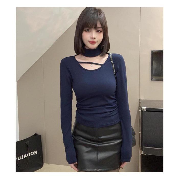 New Style Elegant Halterneck Slim Fit T-Shirt for Women - Versatile Fashion Base Layer Top.
