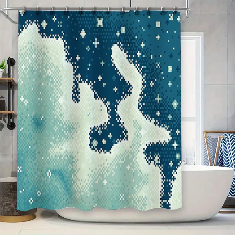 

Turquoise Forest Waterfall Shower Curtain Nature Trees Botanical Scenic Backdrop Bathroom Decor Waterproof Fabric W60H190(CM)-1 Pcs