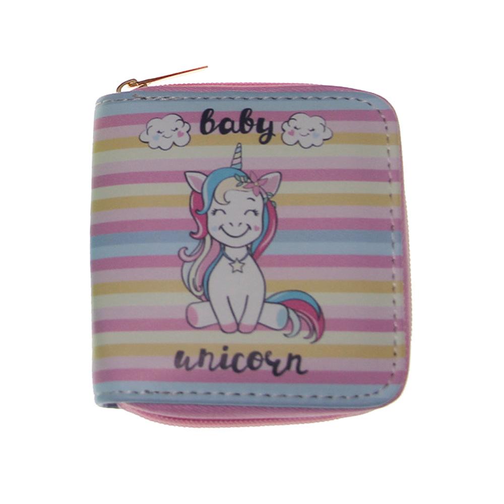 New Unicorn Short Zipper Small Wallet, Cartoon Wallet.