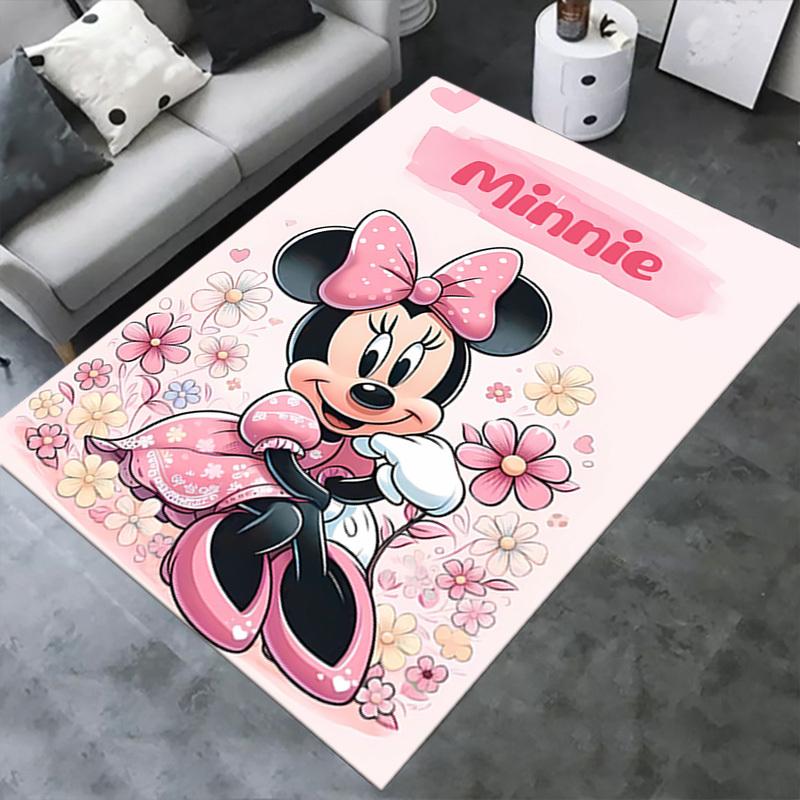 Office Carpet, Desk Mat, Gift for Home Decor, Minnie Mouse Floral Rug, Cute Cartoon Floor Covering, Soft and Warm Mat for Room, Decorative A
