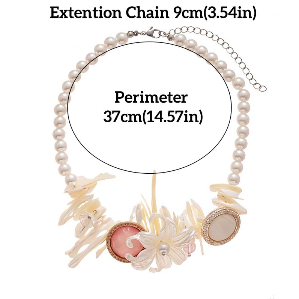 Resin Beach Necklace Jewelry Petal Pearl Beaded Choker Fashion Iris Flower Pendant Necklace  Gift
