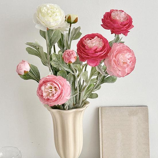 Faux Ranunculus Asiaticus Reusable Artificial Flower Fake Ranunculus Flower for Living Room Dining Table Centerpiece Farmhouse Decor