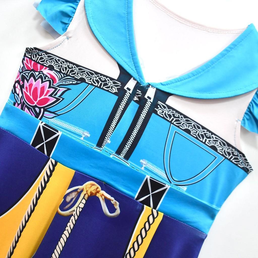 Kids Girls Anime Cartoon POP Singer Super Star Rumi Mira Zoey Printed Pleat Ruffle Dress Bag Set Halloween Cosplay Costumes