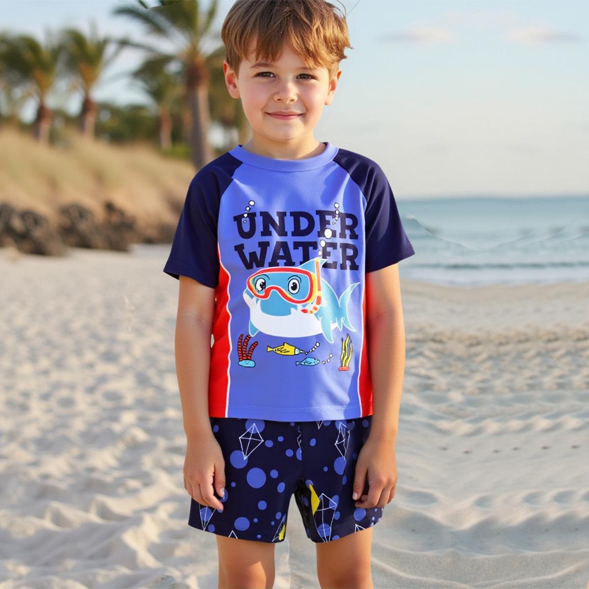 

Kids Shark Pattern Two-Piece Swimsuit for Boys - Summer 2025 Collection 5 Years синій