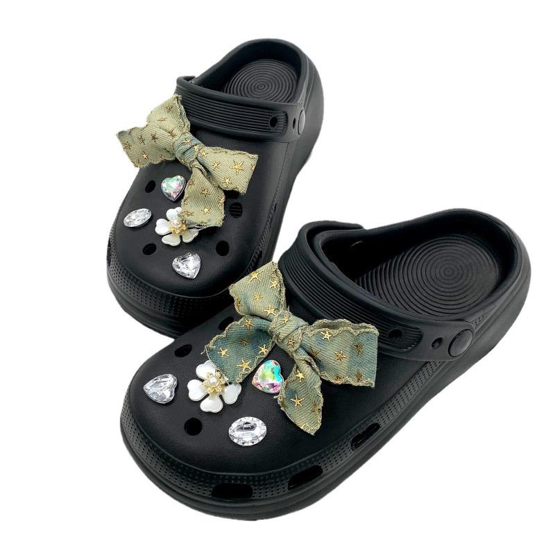 10PCS Fashion Shoe Charms Set Accessories Hole Shoe Buckle Bow Diamond White Flower DIY Shoes Decorations Kids Woman Girls Gift