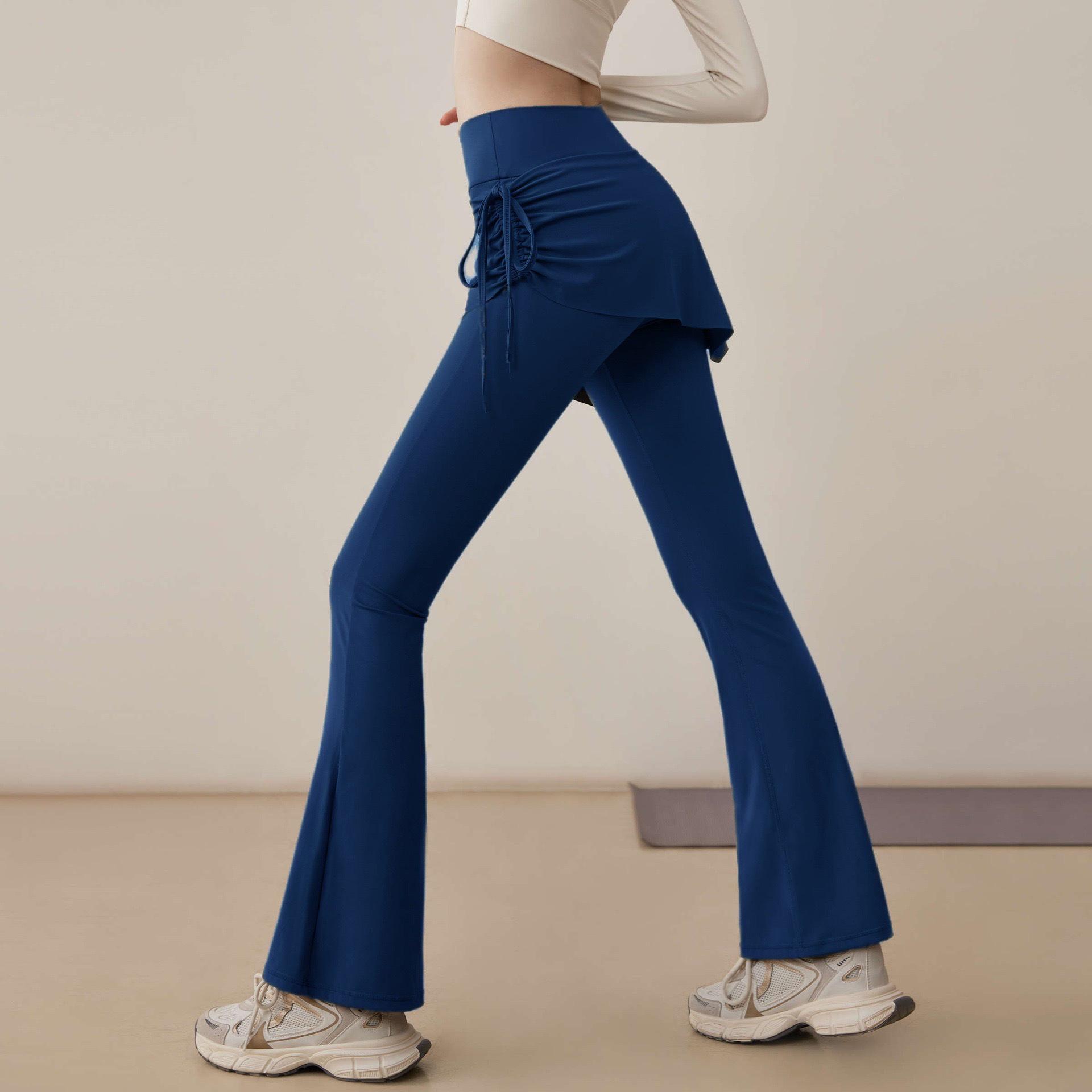 

Women s Faux Two-Piece Micro-Flare Pants: Hip-Covering Yoga & Fitness Style for Spring/Autumn 2026 S [Below 100 jin]