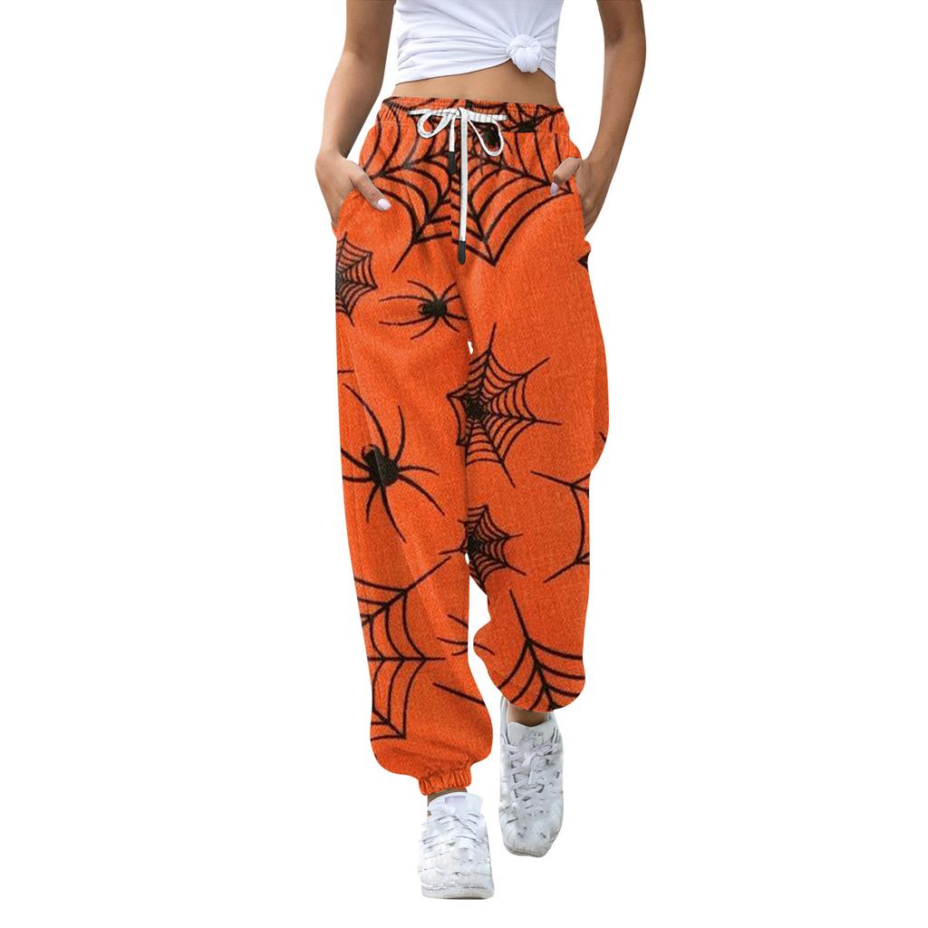 Dámská ležérní móda Halloween Kalhoty pro volný čas s potiskem Tepláky Kalhoty se stahovací šňůrkou Elastická v pase se stahovací šňůrkou Kalhoty se stahovací šňůrkou