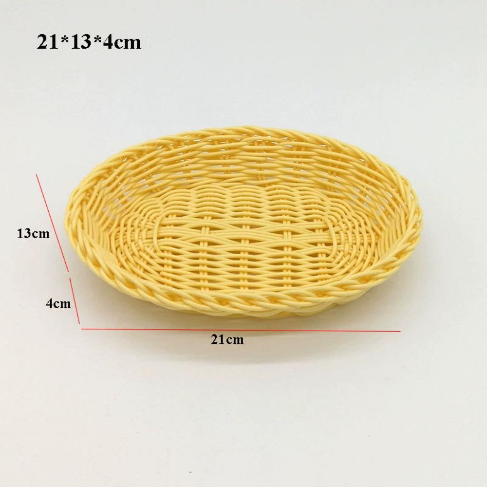 

Hardness Rattan Wicker Woven Serving Baskets Household Handwoven Bread Fruit Vegetables Basket 9 Styles