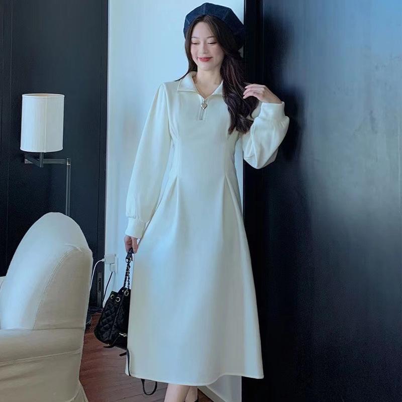 

Women s French Polo Collar Autumn Slimming Long Sleeve Dress XXL (130-145 jin)