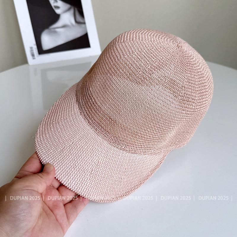 Korean Version Breathable Knitted Baseball Cap Women Summer Sun Protection Cap Solid Color Student Mesh Light Sun Hat