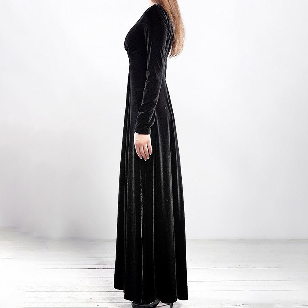 Women's And Winter Gold Velvet V-Neck Solid Color Long-Sleeved Party Dress