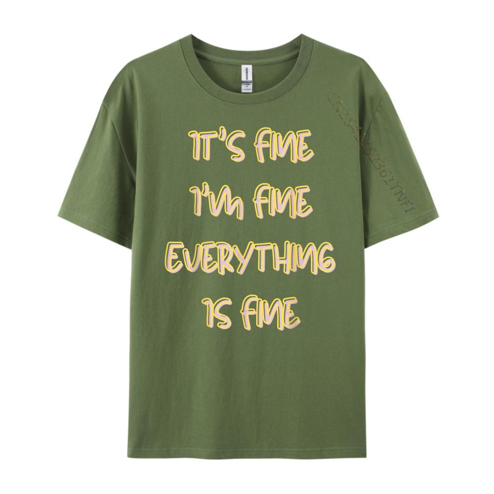 Funny Black Cat It Fine I M Fine Everything Is Fine Designer T Shirt Men T-Shirts