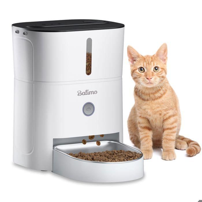 Automatic Food Dispenser - Balimo - 3L - Stainless Steel Bowl - Programmable - White