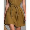 Summer Women's Clothing Halter Deep V Neck Tie Waist Casual Short Slim Fit Dress