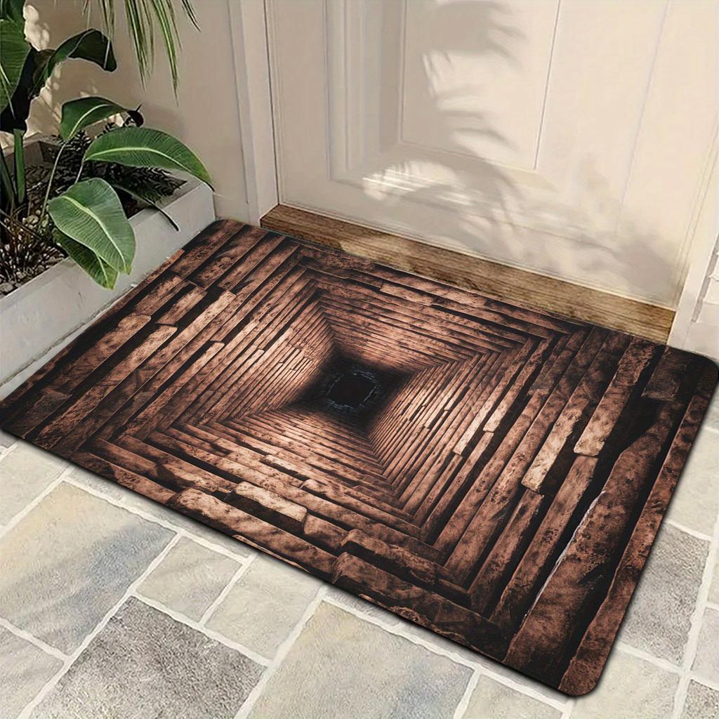 1Pcs Stone Pit Illusion Pattern Floor Mat Modern Kitchen Polyester Rug Non-Slip Colorful Indoor Carpet, For Home Bathroom Bedroom Living Room Decor